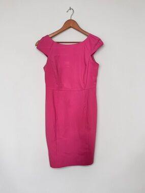 Banana Republic Fuchsia Midi Cap-Sleeve Sheath Dress Size 10p
